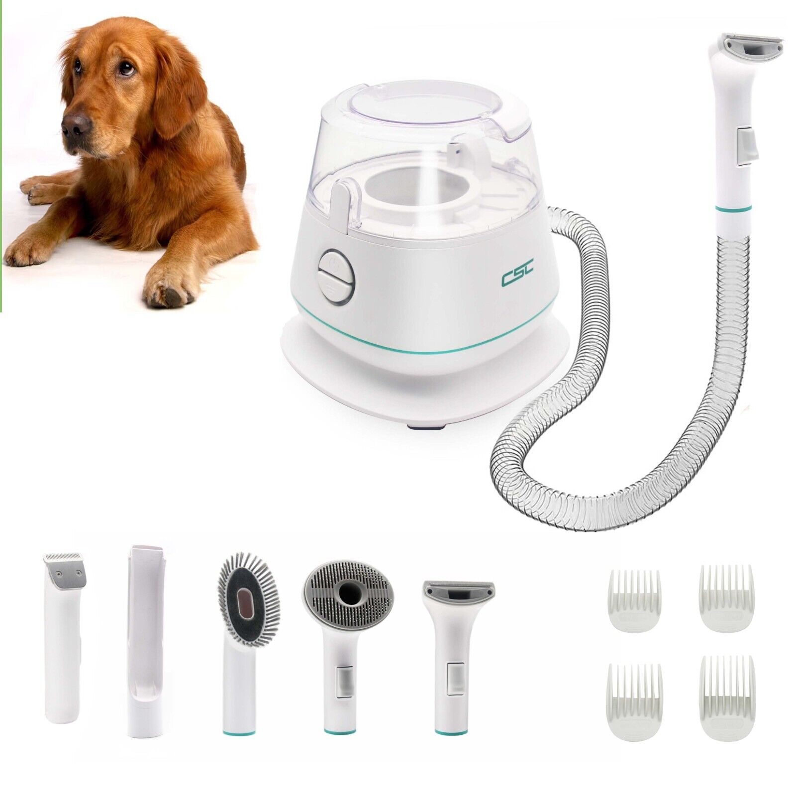 Dog Pet Grooming Vacuum Kit 5 in 1 Electric Clipper Deshedding Tool Cat
