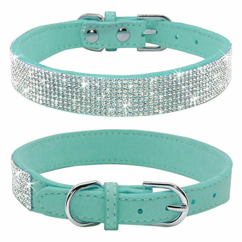 Bling Rhinestone Dog Pet Cat Puppy Neck Leather Collar Crystal Diamonds Necklace