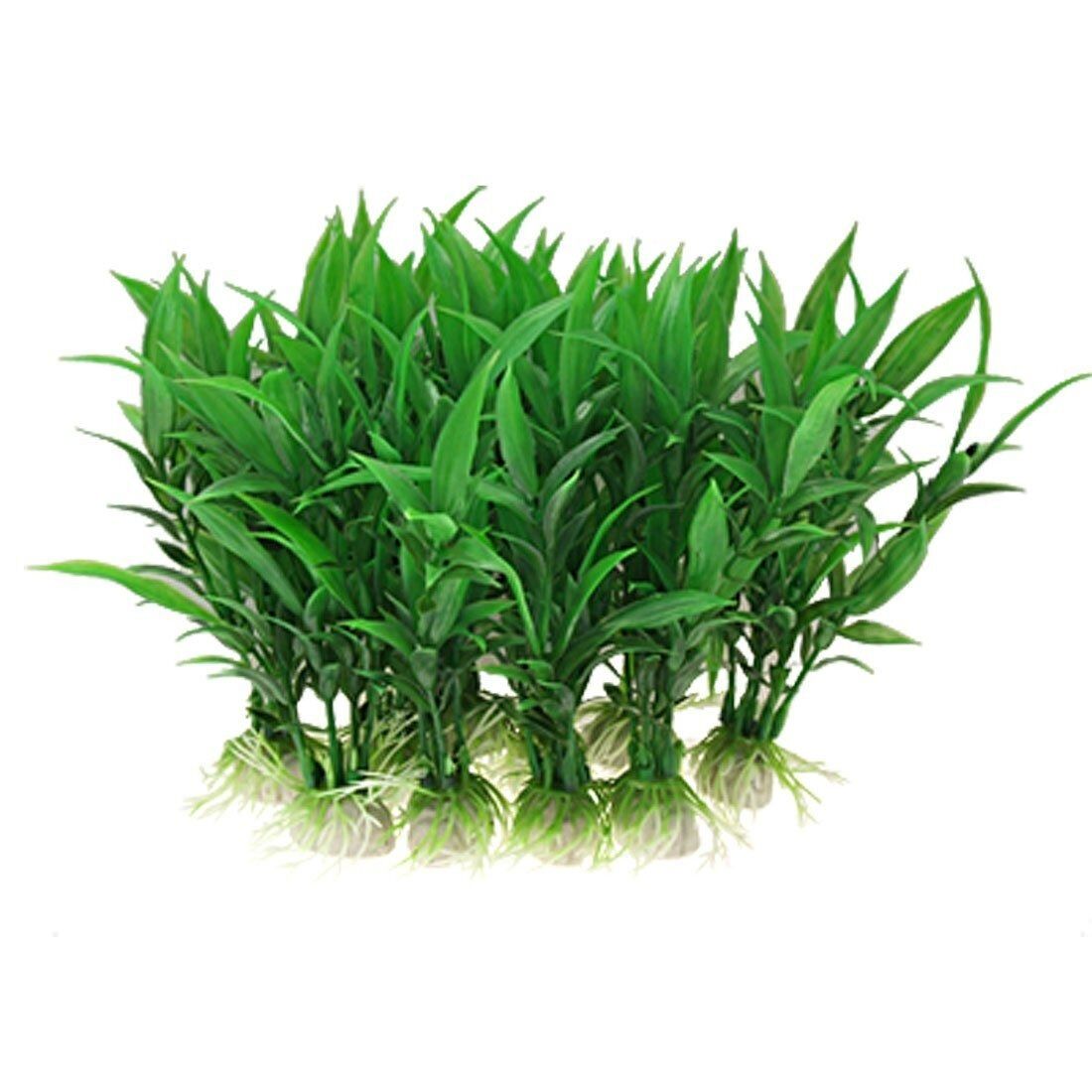 New Plastic Aquarium Tank Plants Grass Decoration, 10-Piece, Green