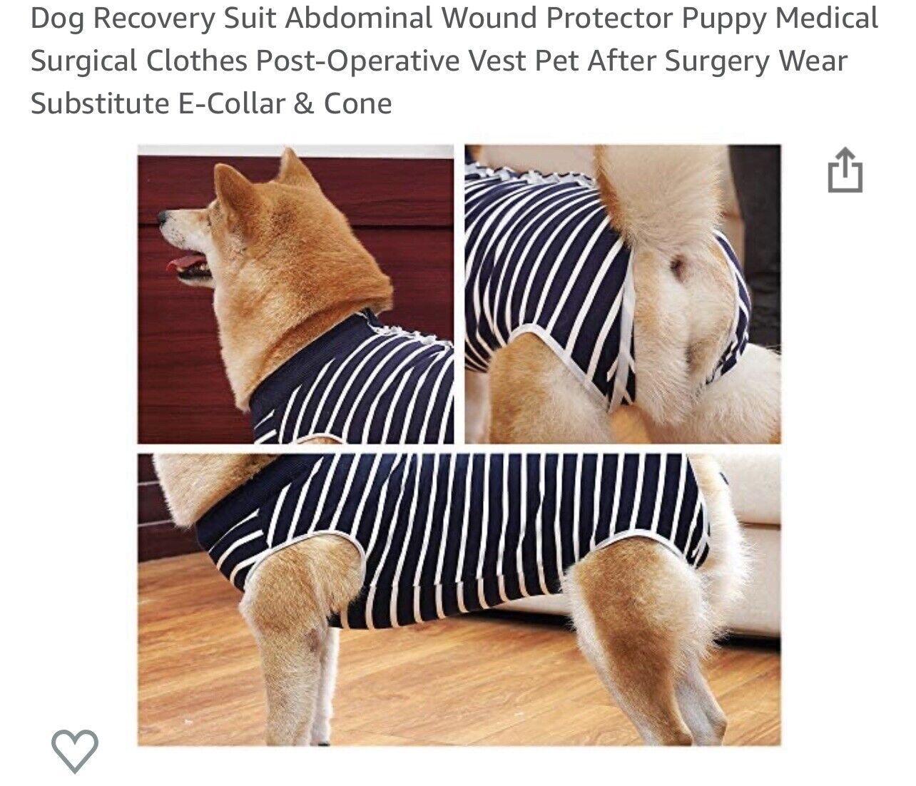 Dog Recovery Suit Abdominal Wound Protector Puppy Medical Surgical Large