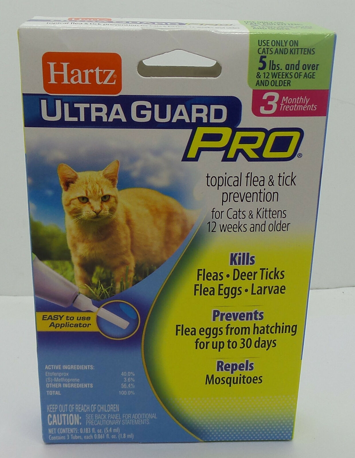 Hartz Ultraguard Pro Flea and Tick Cat Treatment - 3 Monthly Treatments New