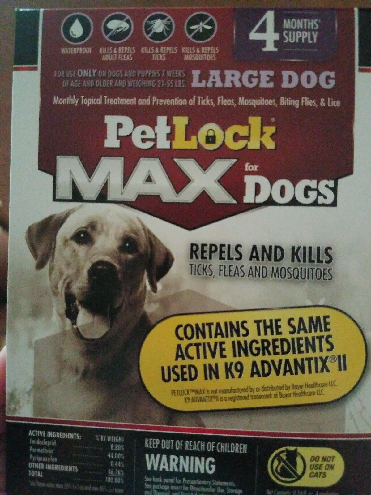 PetLock MAX for dogs Flea & Tick Treatment for Large Dogs 4 Month Supply