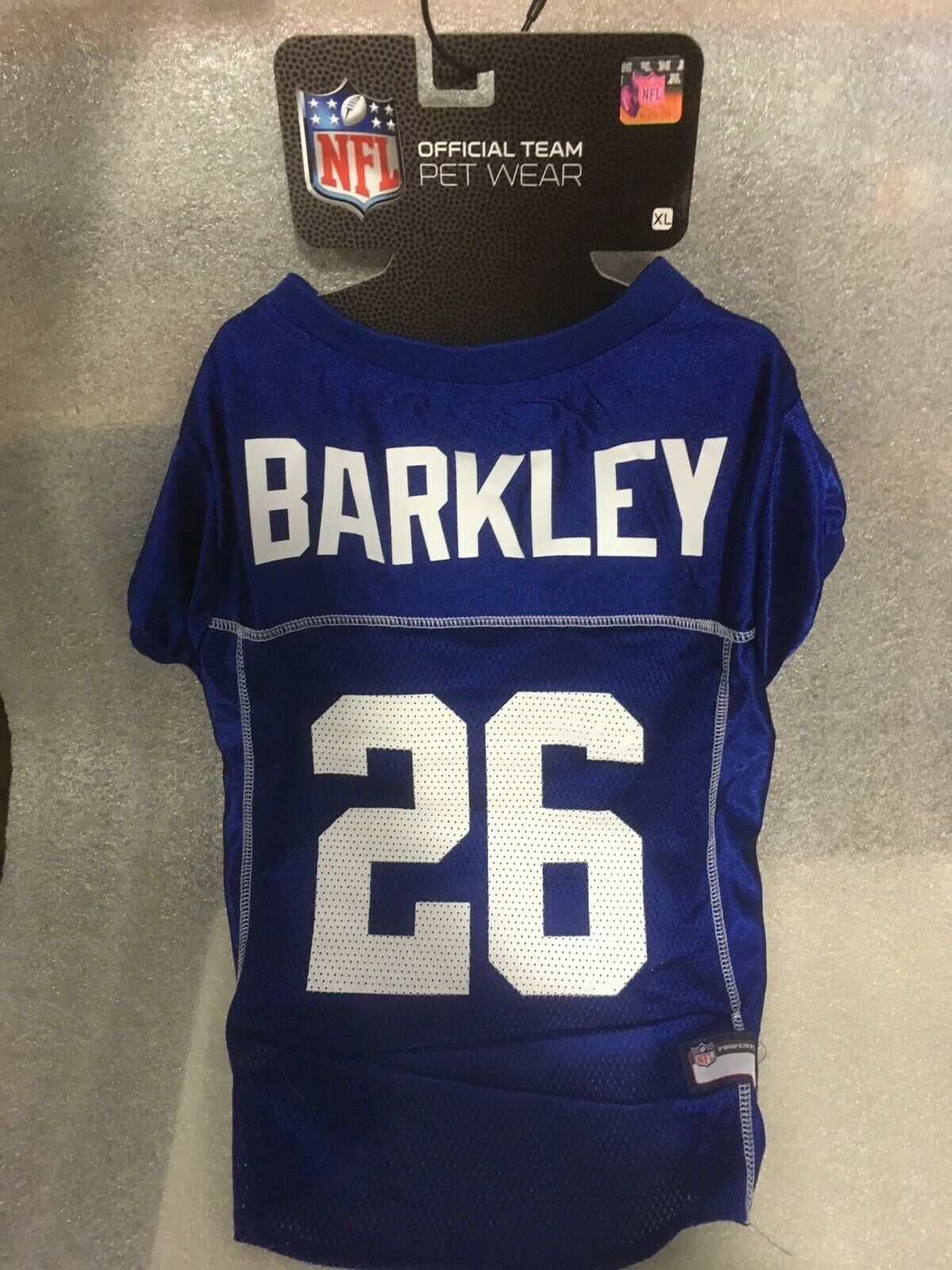 SAQUON BARKLEY #26 New York Giants Licensed NFLPA Dog Jersey Blue, Sizes XS-XL