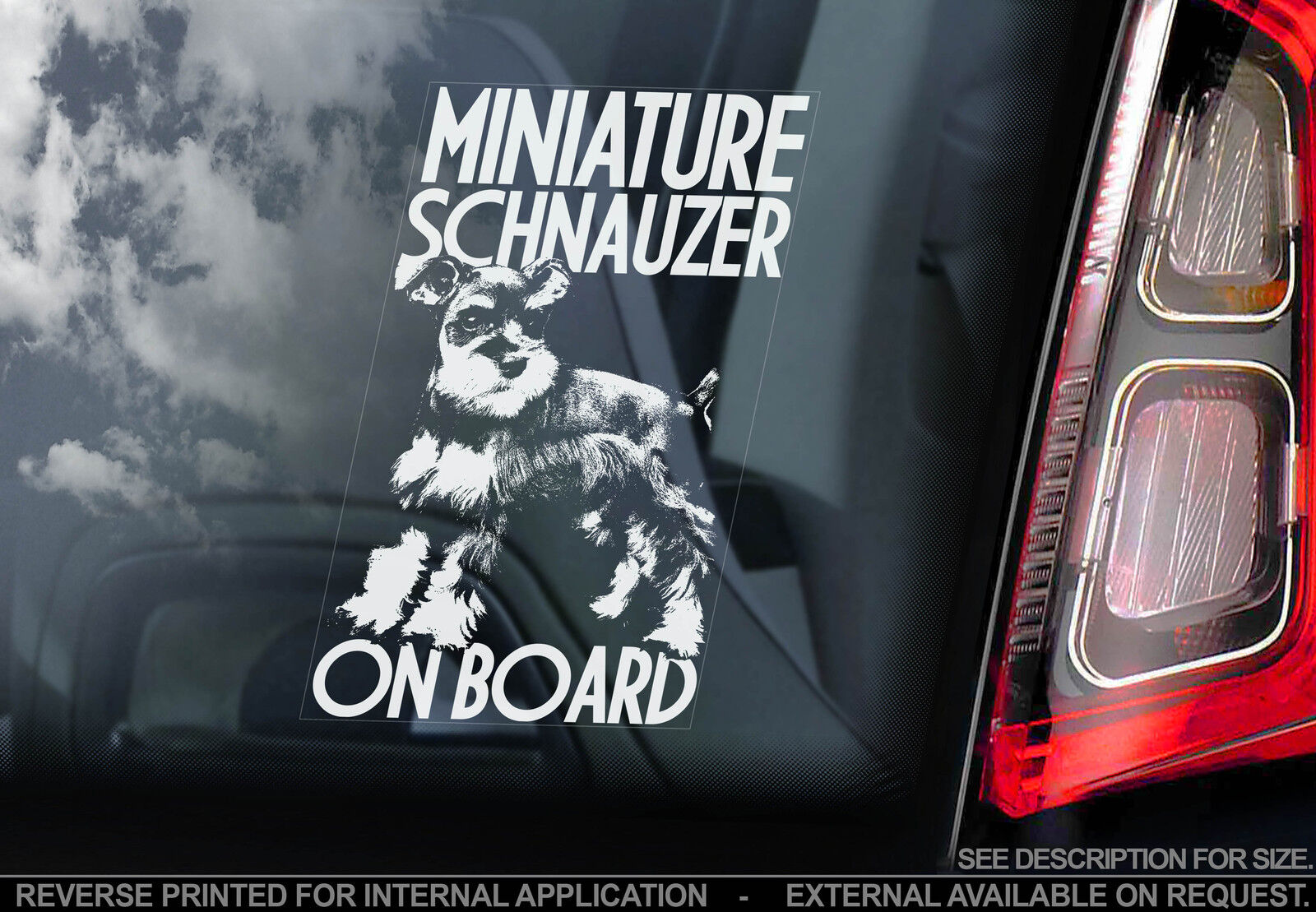 Miniature Schnauzer - Car Window Sticker - Zwergschnauzer Dwarf Dog Sign - TYP1