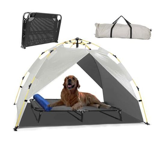  Canopy Elevated Dog Bed Cot Shade Tent Large XL XXL Dog Cot w/Gray Tent