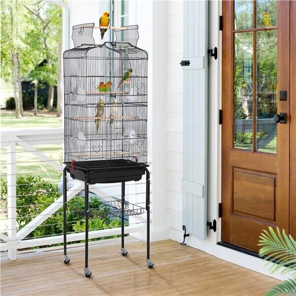 64\'\' Play Open Top Small Parrot Cockatiel Conure Parakeet Bird Cage with Stand