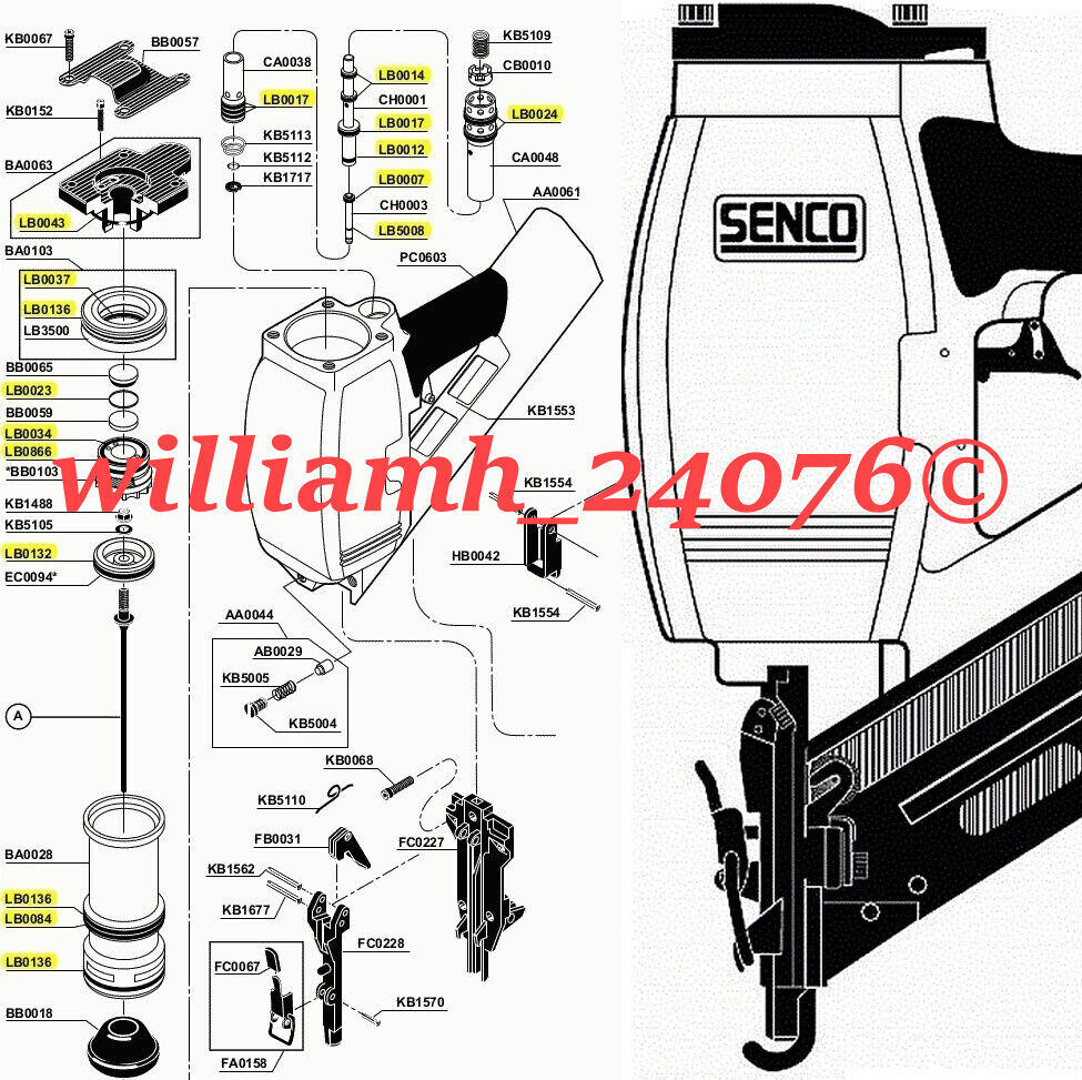 Senco Framing Nailer SN70 O ring Kit