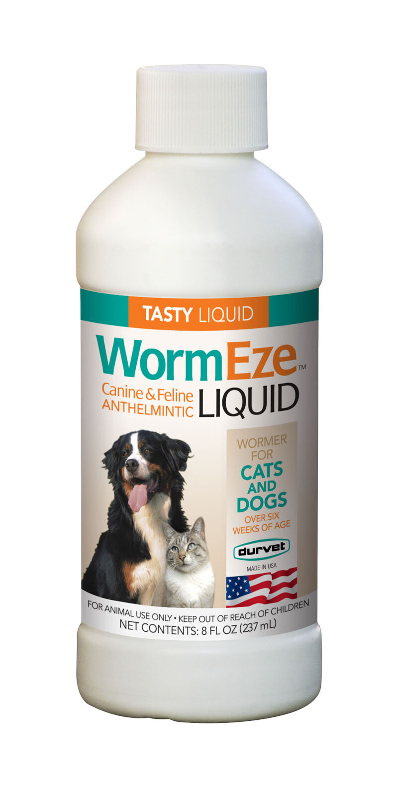 WormEze Piperazine Liquid Wormer Dog Puppies Cat & Kitten Worm Remover 8oz