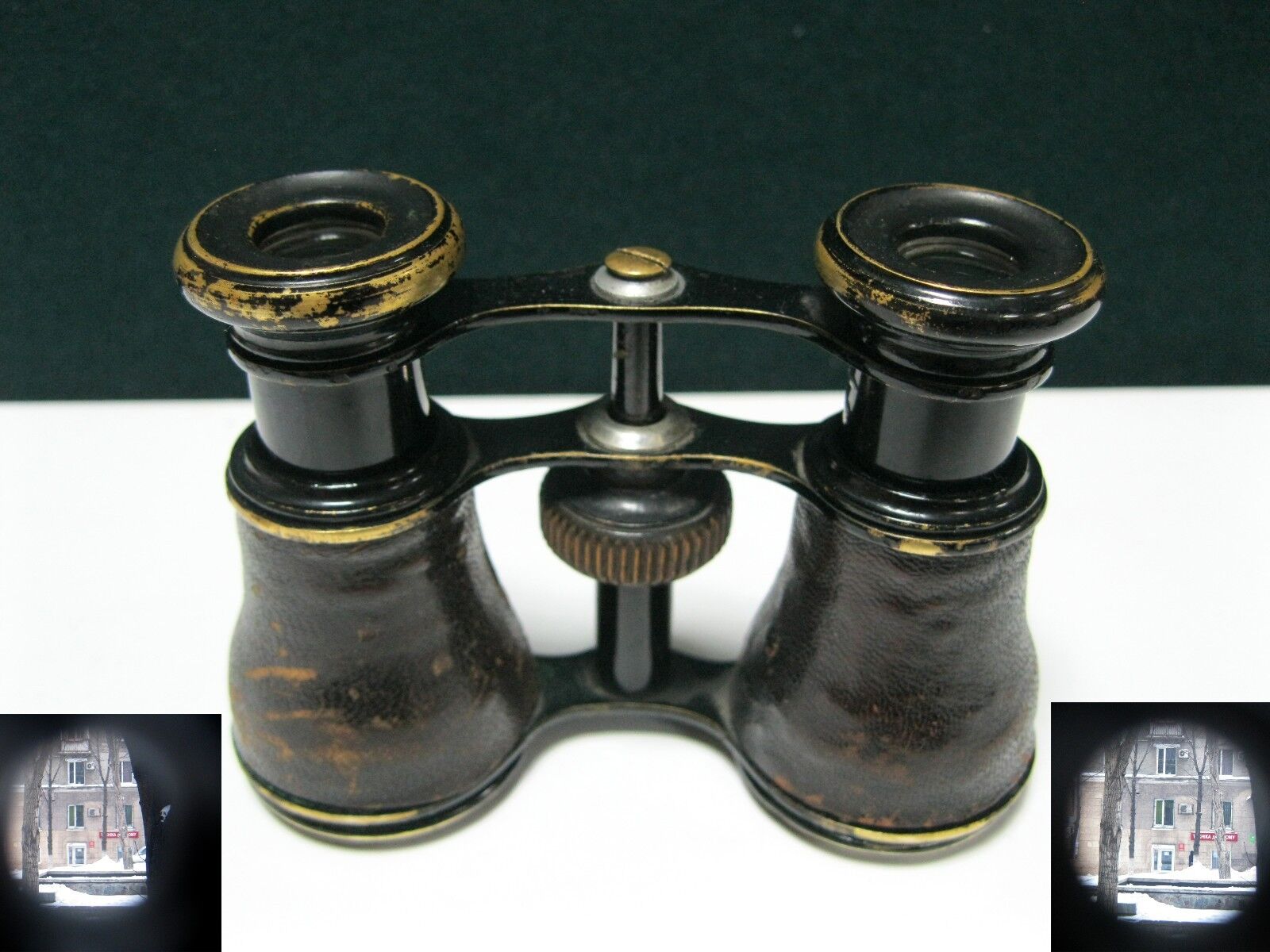 Antique vintage Binoculars Theatrical Opera Brass leather Last century 