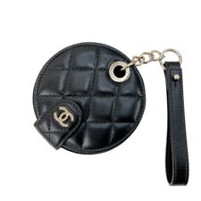 CHANEL Name Tag Charm Novelty W9.5cm x H9.5cm Coco Mark Black Gold Lambskin New picture