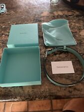Tiffany&Co. Dog Collar and Leash Pet Leather Blue. Dog Bone Charm.  Never Used picture