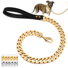 Heavy Duty Dog Chain Leash Stainless Steel Pet Training Lead for Pitbull Golden picture