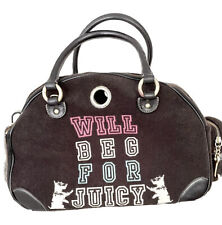 VTG JUICY COUTURE RARE Y2K Velvet Pet Carrier Handbag Travel Tote Brown picture