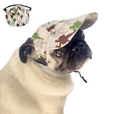 Dog Hat XS S M Khaki Combat - Adjustable Puppy Pet Cap Visor Sun Protection Pug picture