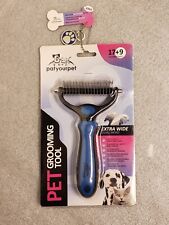 Pat Your Pet Deshedding Brush - Double-Sided Undercoat Rake Black and Blue  picture