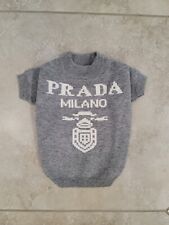 Prada Milano Dog Sweater Small Gray With White Monogram   picture