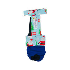 Dog Diaper Overall - Made in USA - Santa Claus with Snowman on Blue Escape-Pr... picture