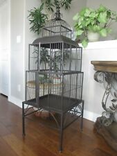 Iron Bird Cage Vtg Ornamental Dome Top Large Architectural Pyramid Stack on Base picture