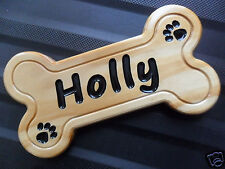 Custom / Personalized Pet Name Dog Bone Shaped Sign -Carved & Finished Pine Wood picture