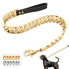 18k Gold Chain Dog Leash Heavy Duty Wide Training Lead for Pit Bull Cuban Link picture