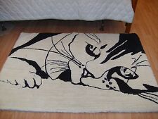 Rug Black and White Custom Kitten Cat Rug- 100% Virgin Wool Hand Made in USA picture