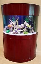 100g 1/2 Cylinder Curved Glass Aquarium Fish Tank Stand Canopy Real Wood Drilled picture