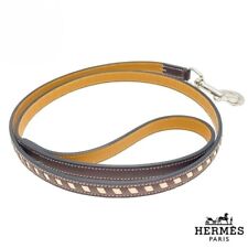 Hermes Tres Slim Dog Leash Brown Epson Length 47.24in Authentic With Brand Box picture