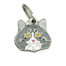 Cat name ID Tag,  Norwegian forest cat, Personalized, Engraved, Handmade, Charm picture