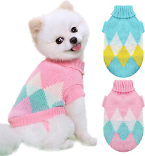2 Pack Dog Knitted Sweaters for Small Dogs Cats Cute Turtleneck Puppy Pullover K picture