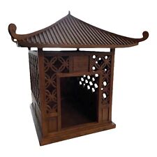 Rare Vintage Elmwood Chinese Chinoiserie Pagoda Pet Dog House picture