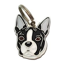 Dog name ID Tag,  Boston terrier, Personalized, Engraved, Handmade, Charm picture
