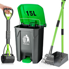 Pooper Scooper Set, Dog Poop Trash Can for Outdoors with 20 Waste Bags, 15 Litre picture
