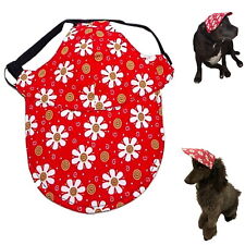 Dog Hat S M  Red Sunflower - Adjustable Puppy Pet Cap Visor Eye Sun Protection  picture