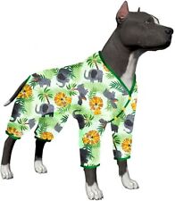 LovinPet Large Dog Pajamas/Post Surgery Shirt/Hippo Big Tossed Animals Green  picture