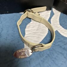 CHANEL Dog Collar For Small Dog Leather With Silver Charm White F/S From JAPAN picture