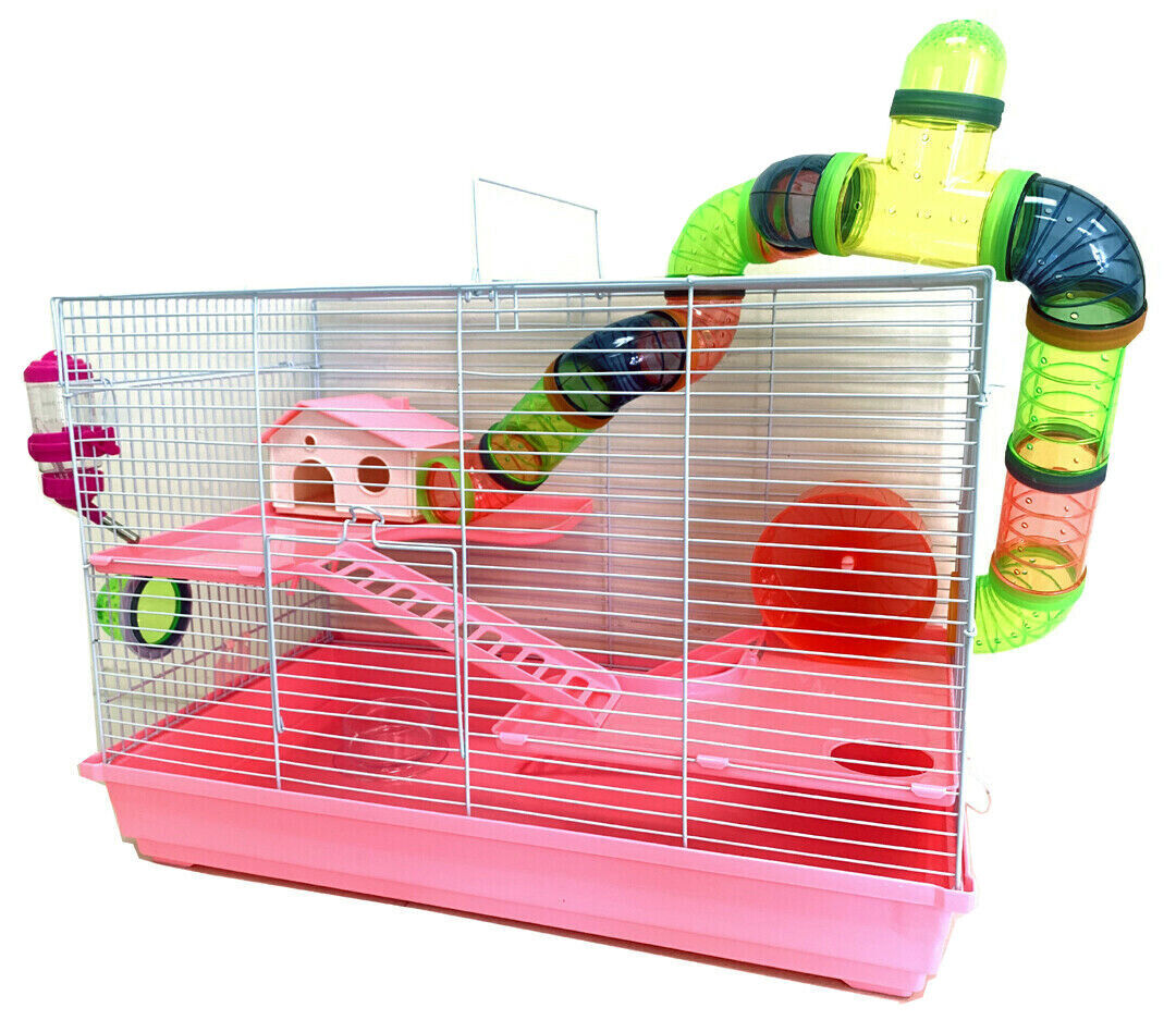 Large 3-Floor Dwarf Hamster Expandable & Customizable Habitat House Critter Cage