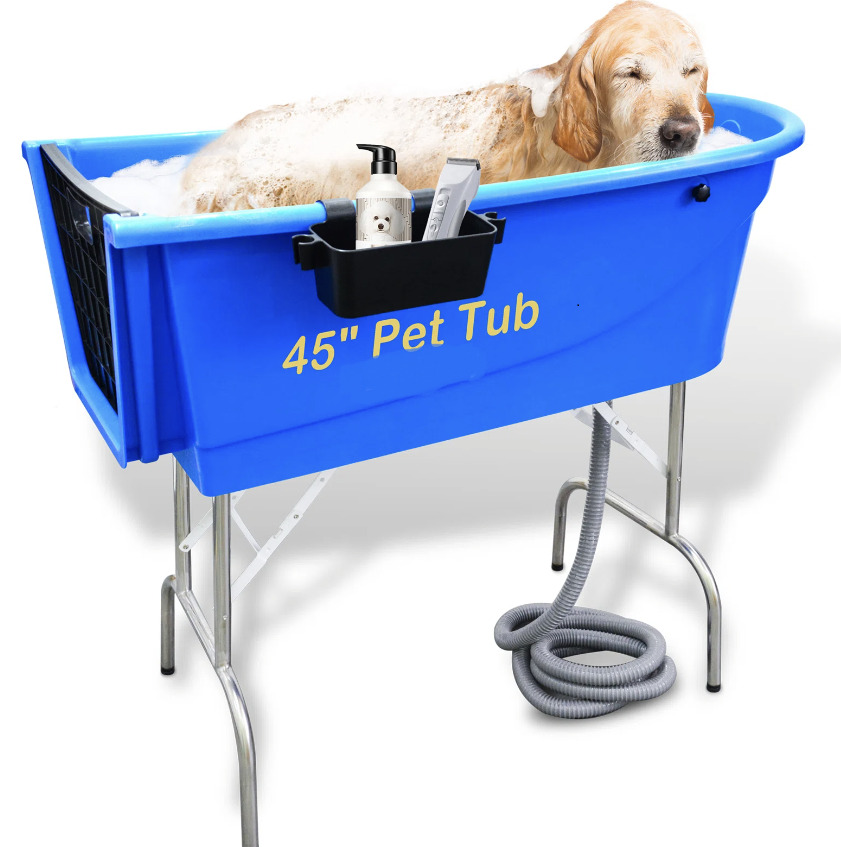 Elevated Pet Dog Bathtub Grooming Station Wash Indoor Outdoor Shampoo Holder LG