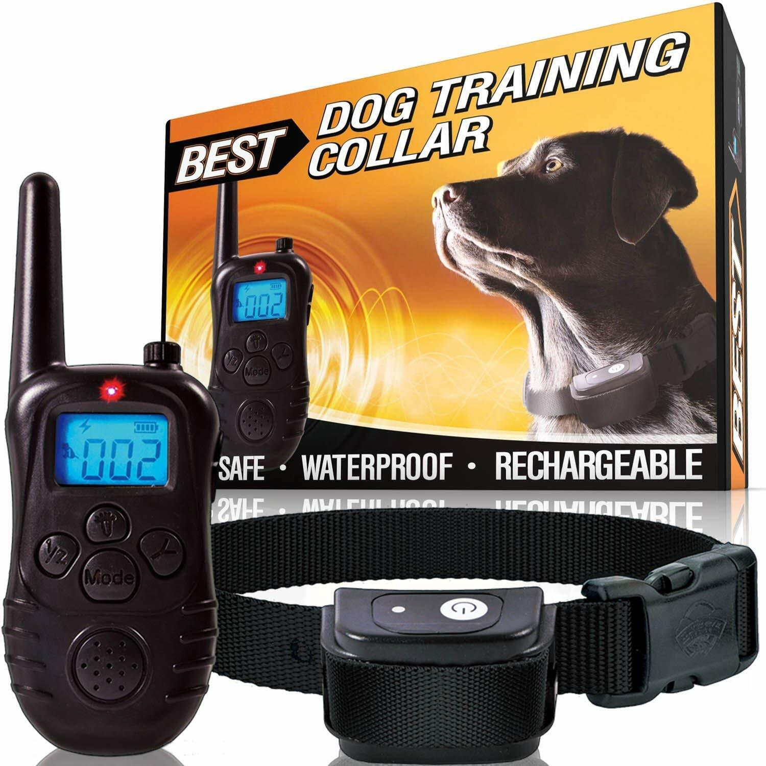 Dog Training Collar Rechargeable LCD Remote Shock Control Waterproof 1000FT
