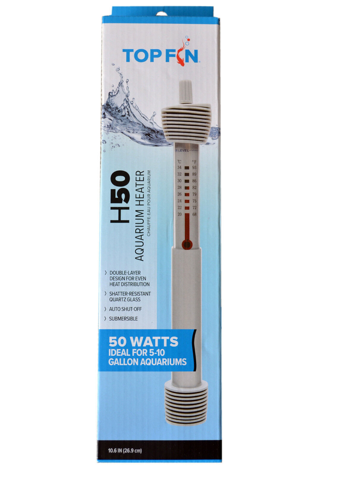 Top Fin H50 Submersible Aquarium Heater 50w Ideal for 5-10 Gallon New in Box