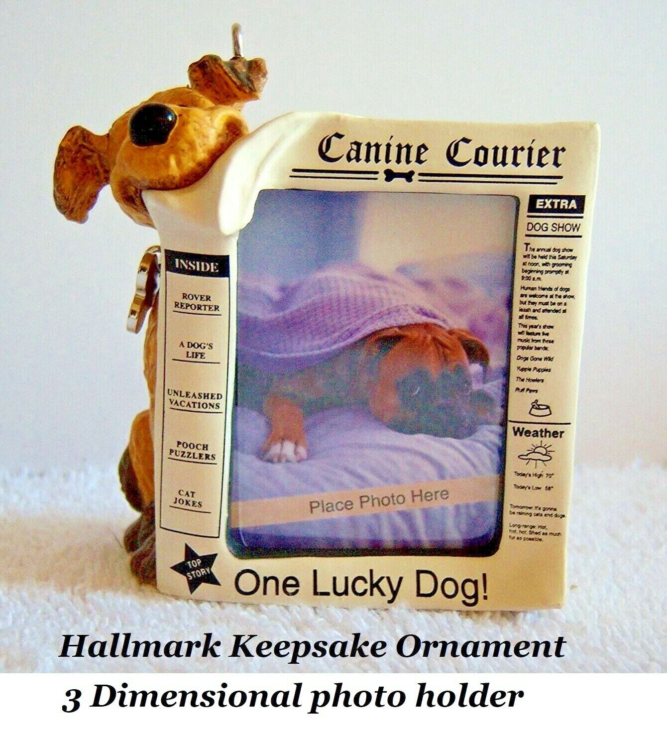 Hallmark Keepsake Holiday Ornament 3D Photo Special Dog - Newspaper Dog Lover