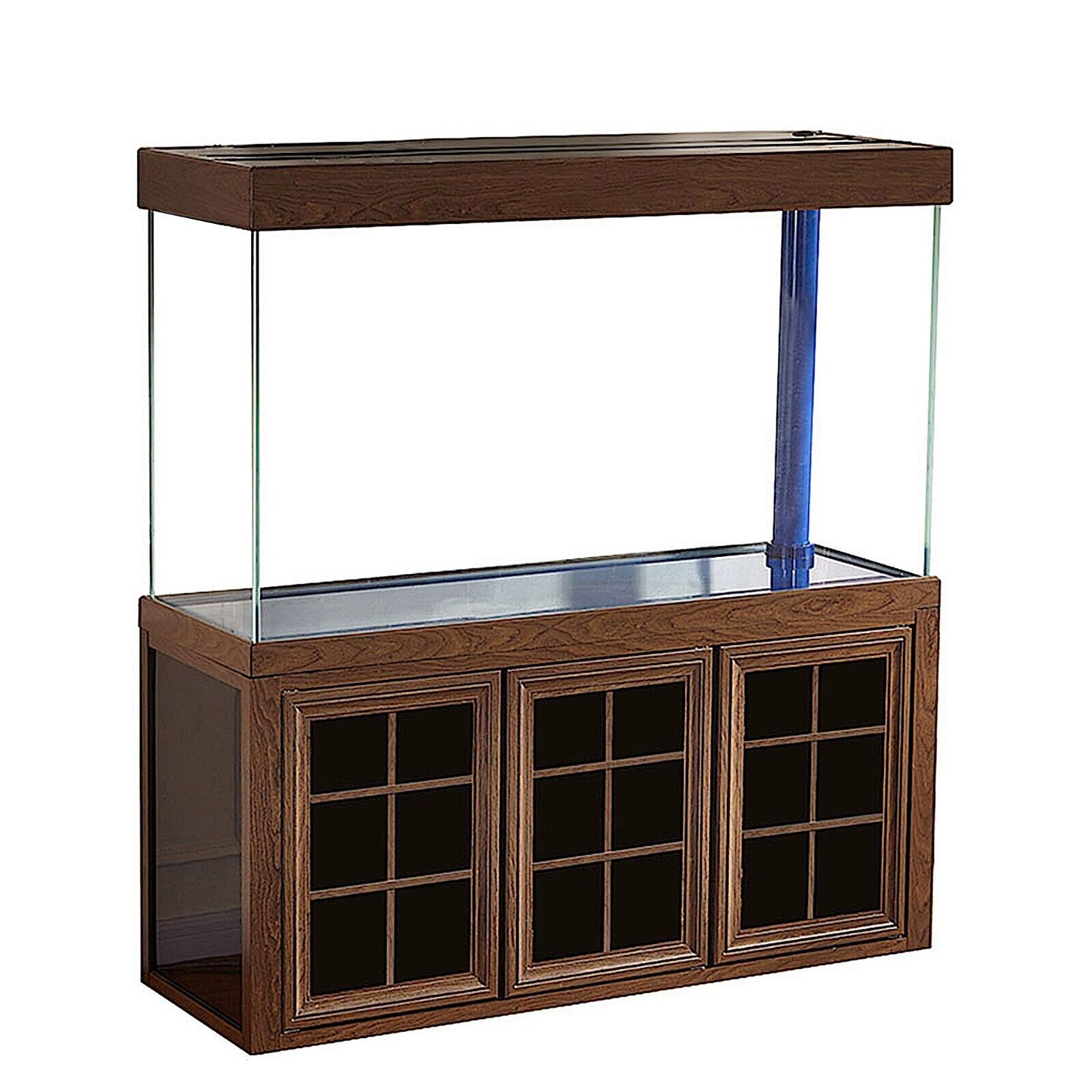 Aquarium 170 Gallon Tempered Glass with LED Light Complete Fish Tank Brown Wood