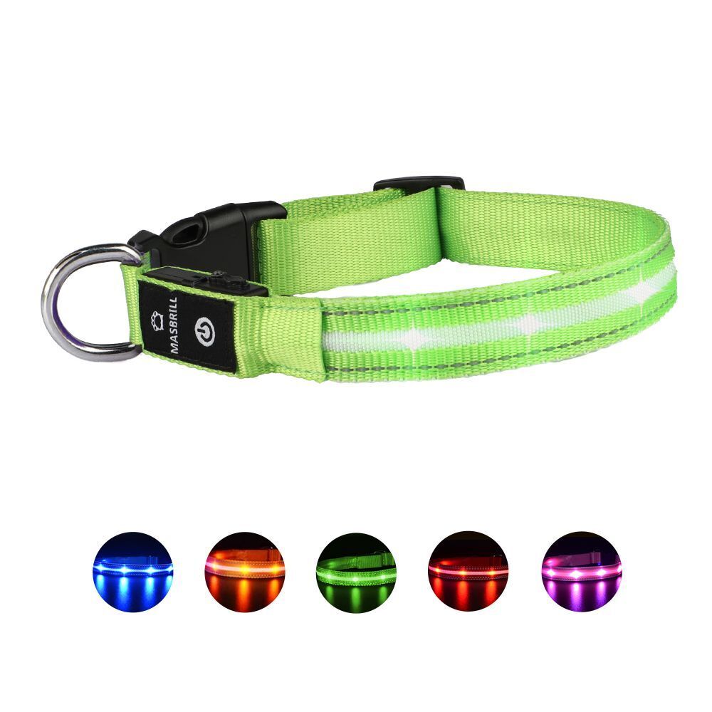 LED Dog Cat Collar Luminous Safety Glow Necklace Flashing Lighting Pet Supplies