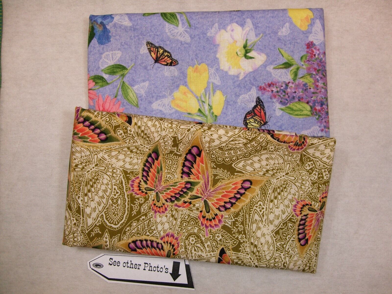 Butterflies Prints end of bolt cotton fabric 2 HALF YARDS See Full Info