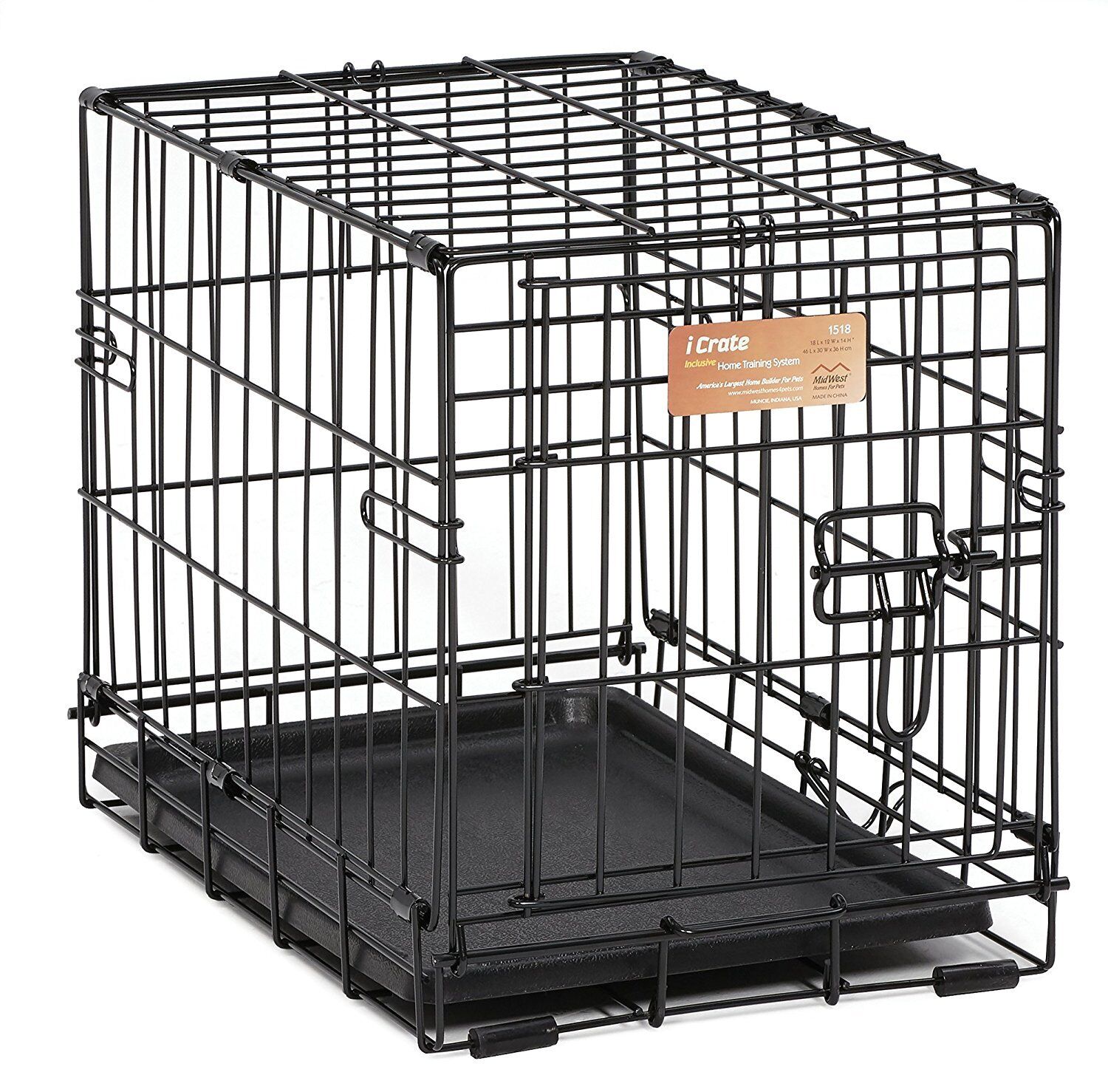 Cage Pet Dog Crate Kennel Cat Folding Tray Metal Pen Door Black New Animal