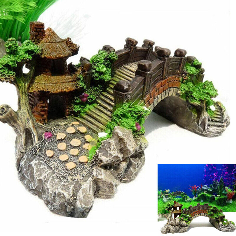 Aquarium Ornament Photography Prop Decoration Fish Tank Bridge Landscape Tree 