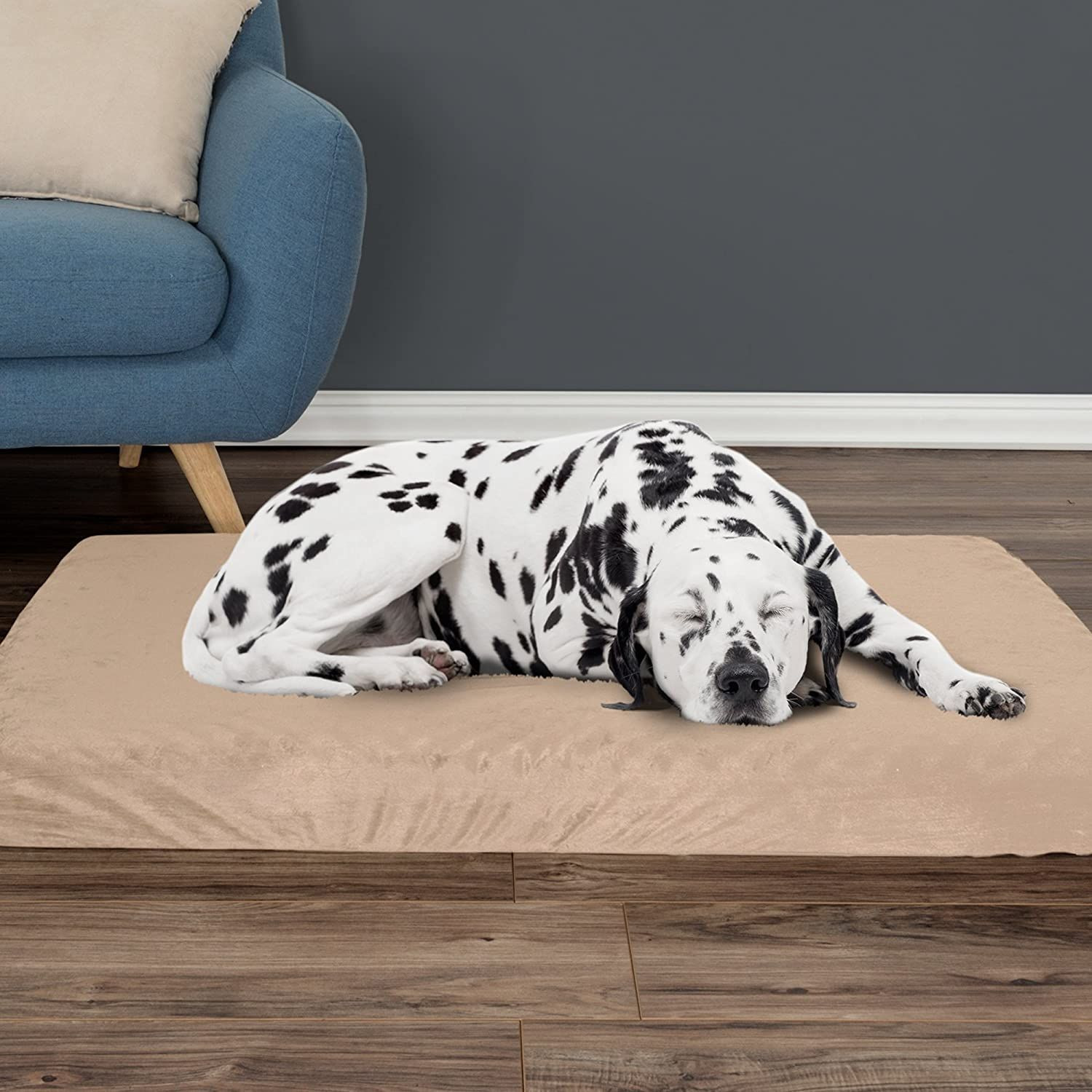 PETMAKER Orthopedic Dog Bed – 2-Layer Memory Foam 46" x 27", Tan 