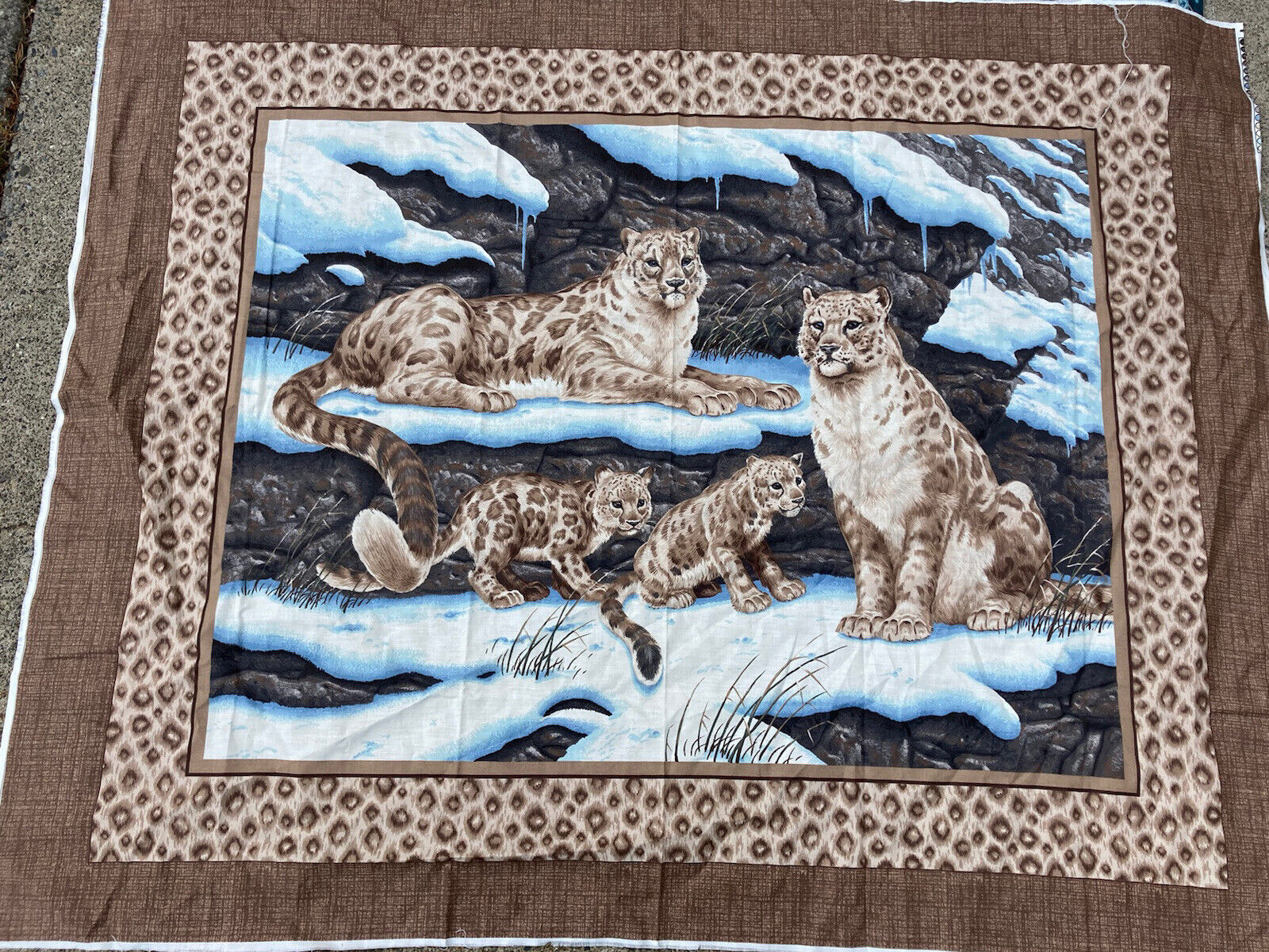 1 Clouded Snow Leopard Family Cranston Fabric Panel