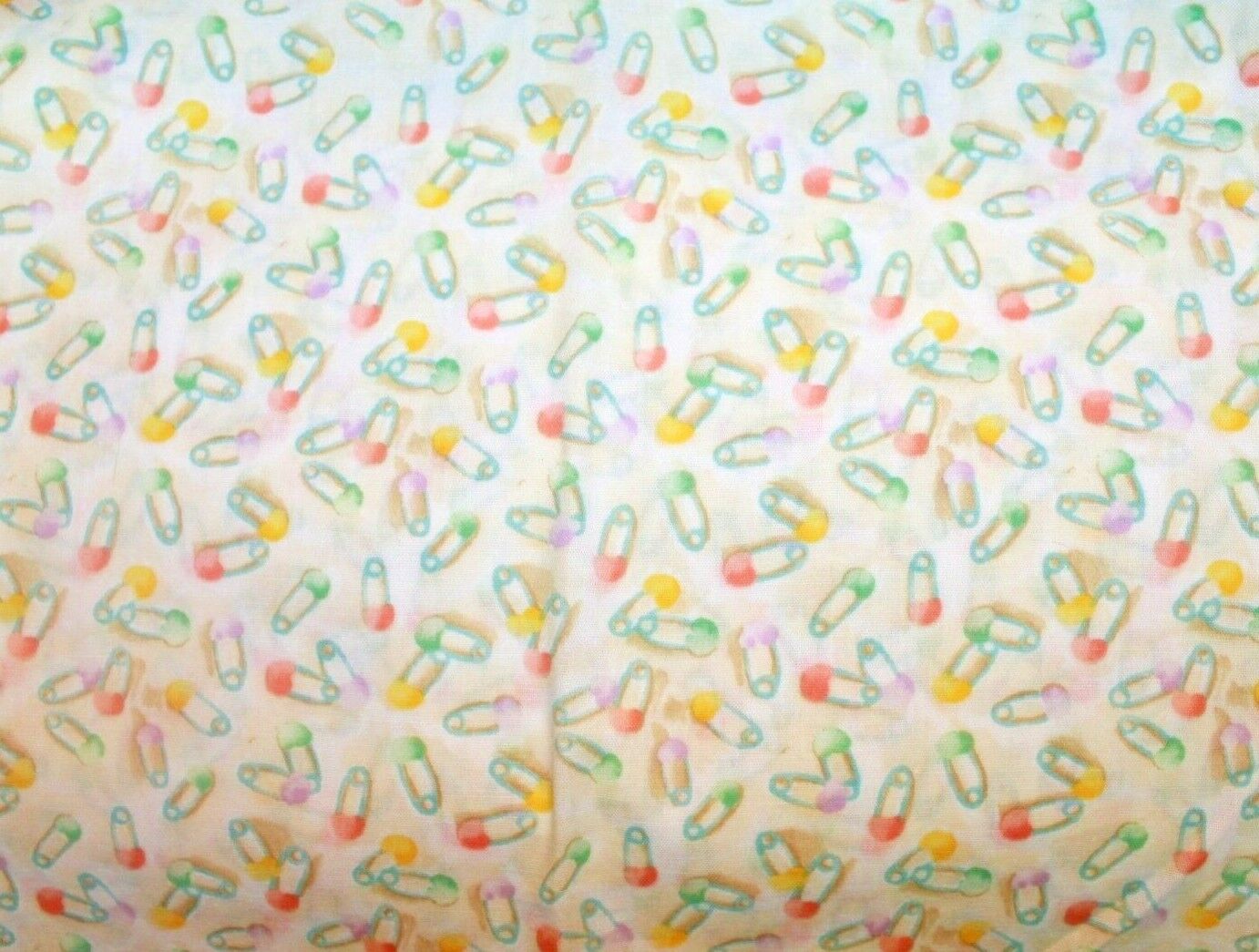 Diaper Pins on Cream Background Cotton Quilt Fabric 22\