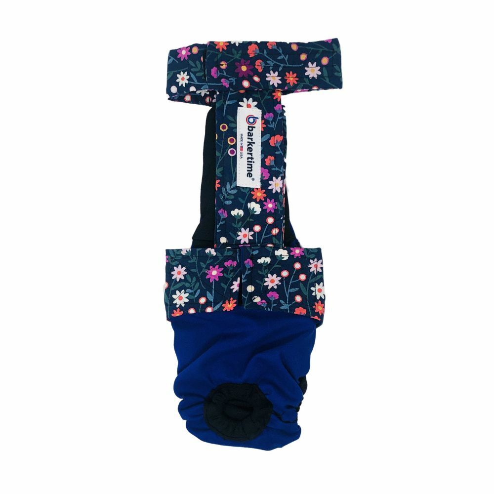 Dog Diaper Overall - Made in USA - Spring Daisy Flower on Blue Escape-Proof W...