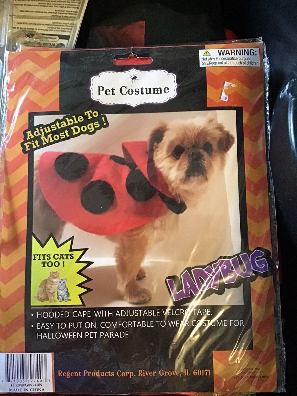 NEW HALLOWEEN TRICK OR TREAT PET COSTUME FOR DOGS & CATS LADYBUG